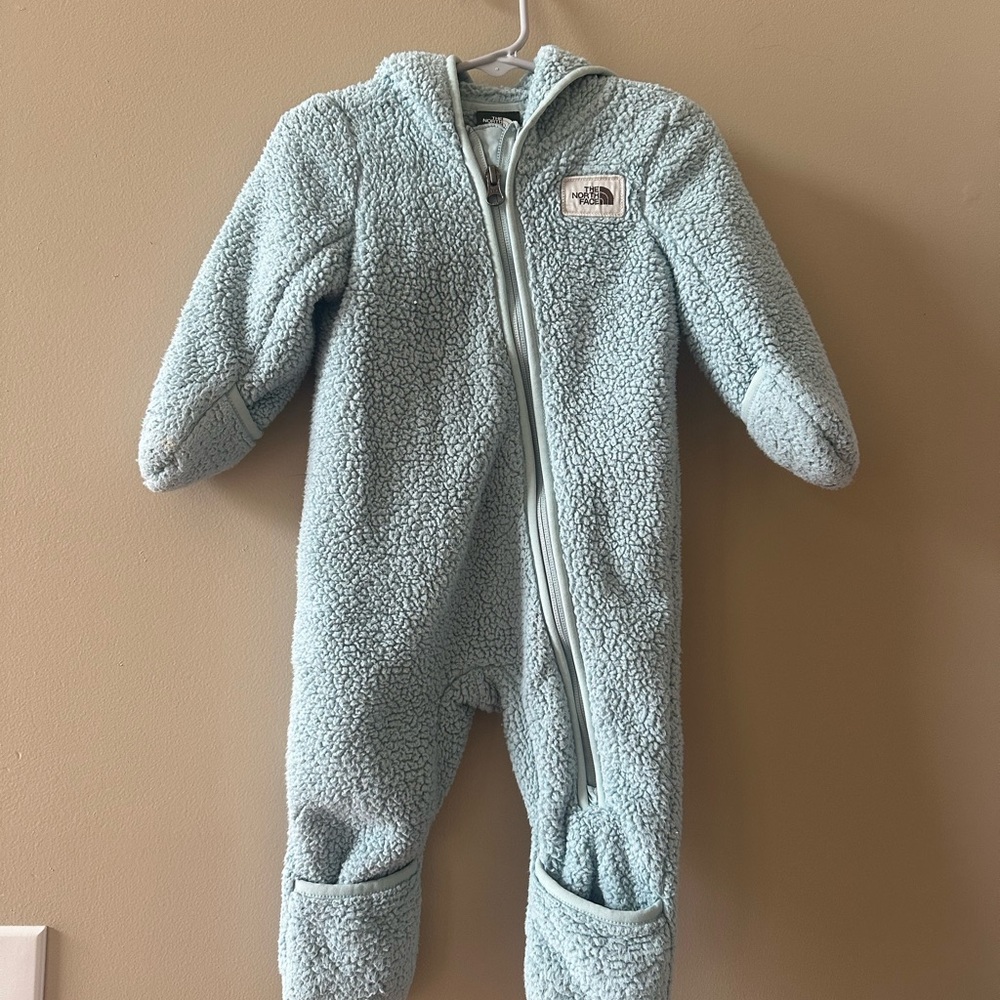 The North Face Mint Blue Sherpa Fleece Kids One-Piece